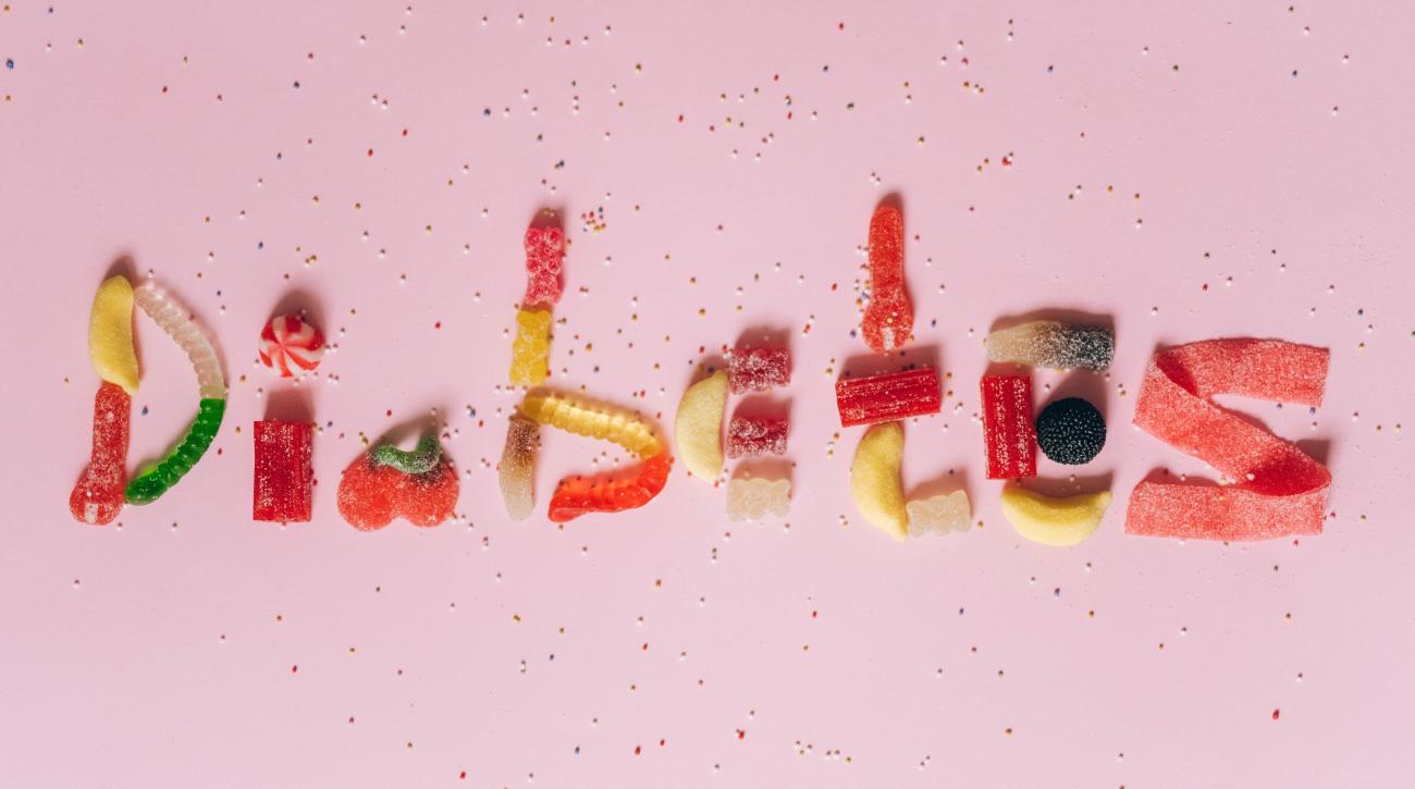 Diabetes spelled out with candy