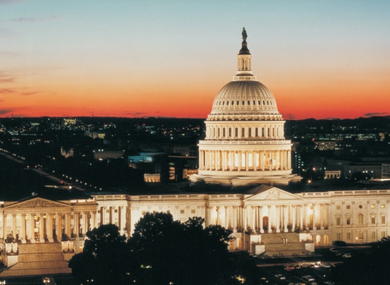 The Capitol building during sunset