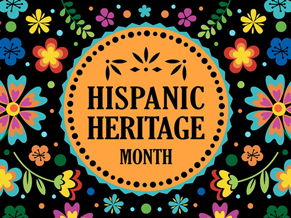 Colorful flyer with the words "Hispanic heritage month"