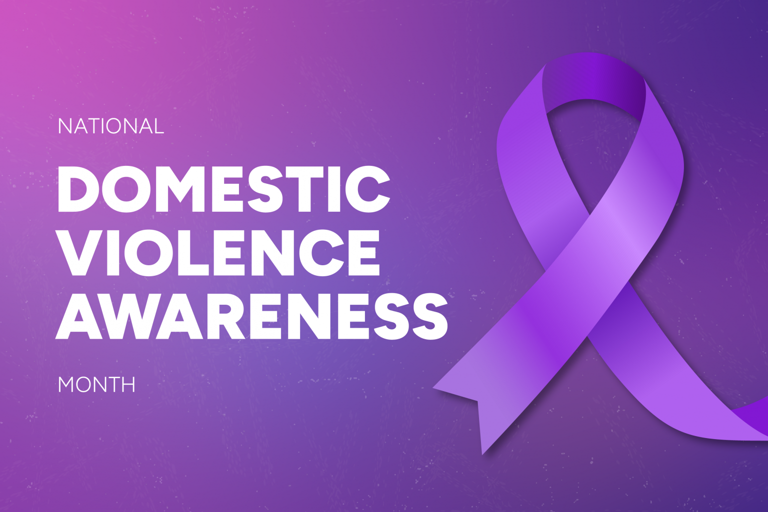A graphic featuring a purple ribbon symbolizing domestic violence awareness month