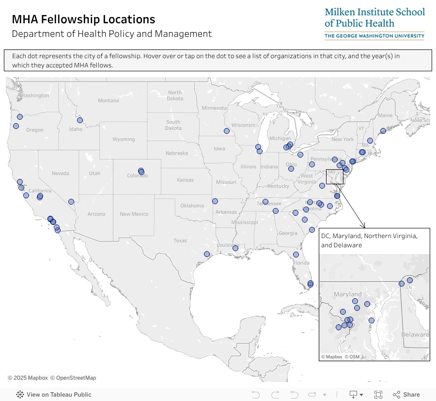 MHA Fellowship LocationsDepartment of Health Policy and Management 