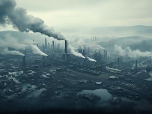 Factory spewing pollution