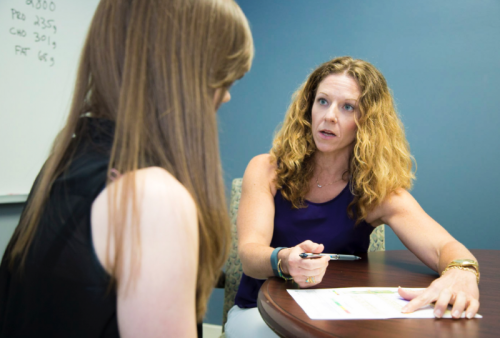 Advisor talking to a student