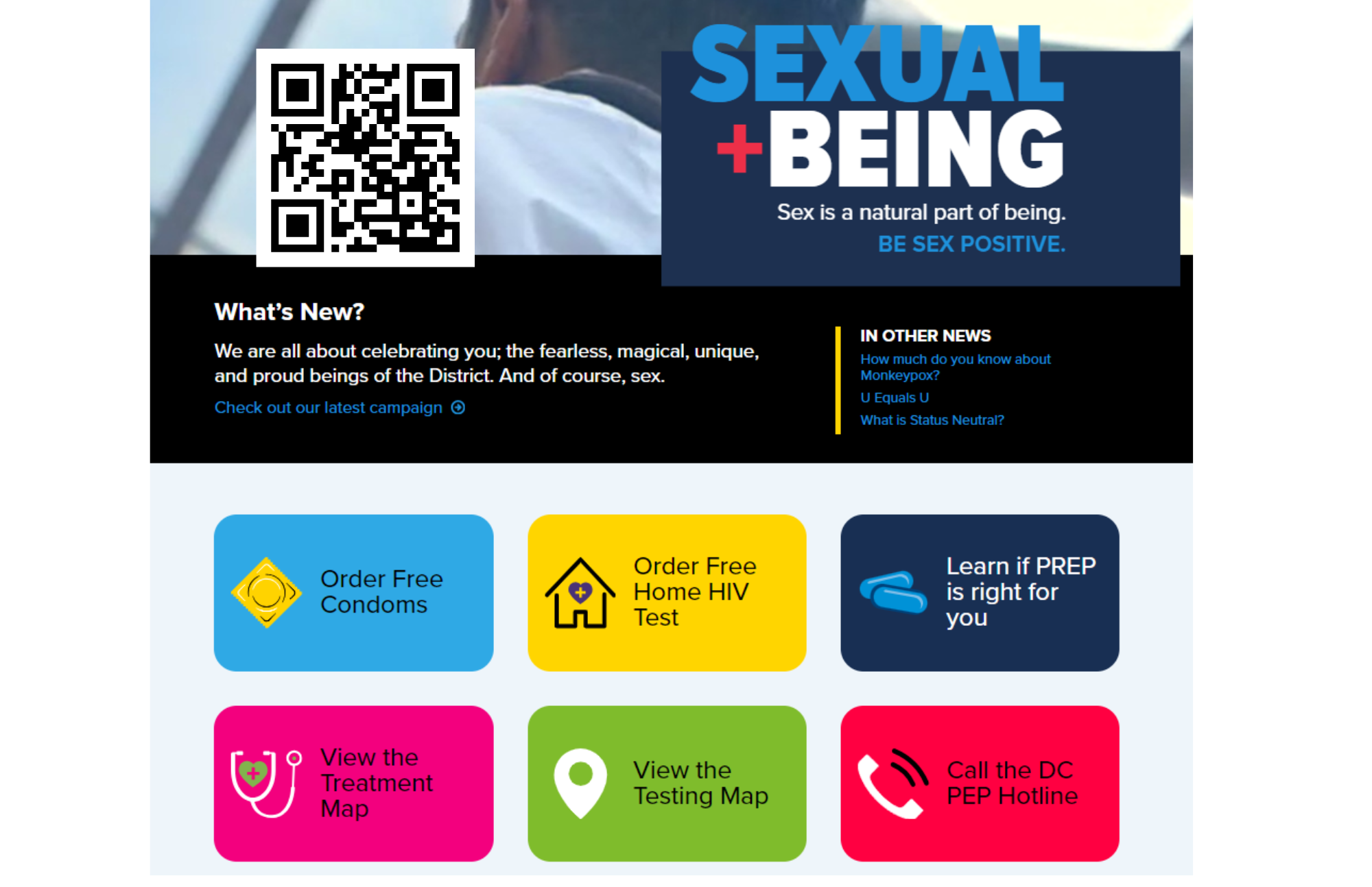 Flyer says "sexual being"- provides resources on sexual health and prevention with a QR code. Clicking on the Flyer will redirect to the Sexual Being website 