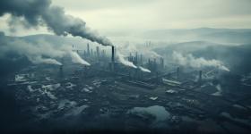 Factory spewing pollution